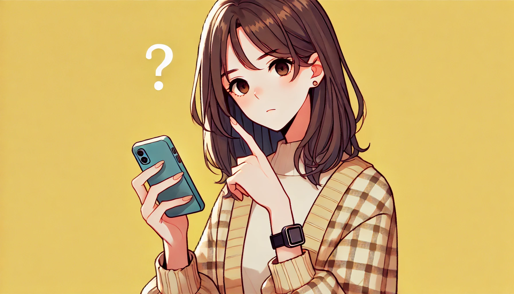 スマホで疑問を解決している女性